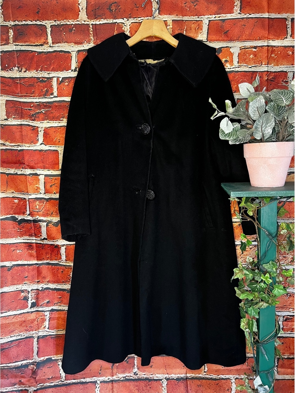 Black Vintage Sherpa Button Down Pea Coat